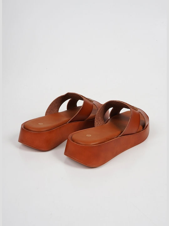 Piazza Shoes Women's Flat Sandals Flatforms in Brown Color