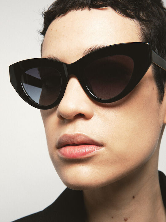 Kaleos Women's Sunglasses with Black Plastic Frame and Black Gradient Lens Campbell 1
