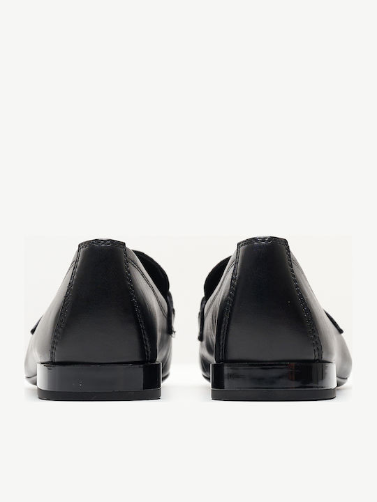 Leather Women's Moccasins in Black Color