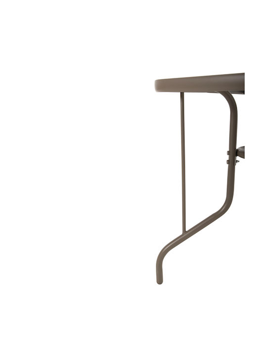 Adam Outdoor Dinner Free Standing Table with Glass Surface and Metal Frame Champagne 120x70x71cm