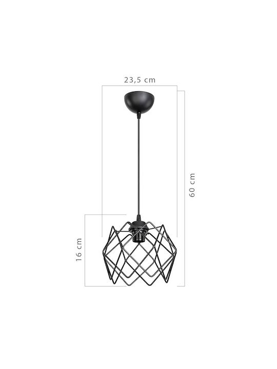 Pakketo Pwl-1021 Pendant Light Black Grid with Socket E27