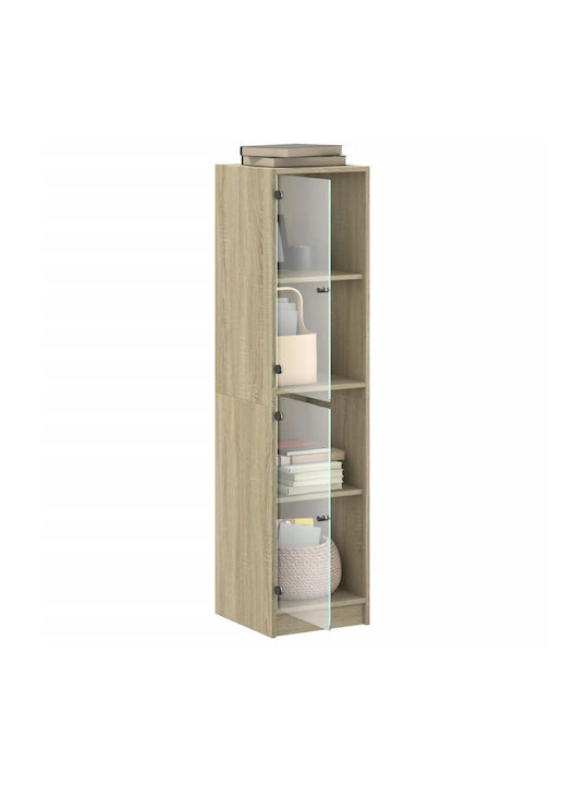 Living Room Display Cabinet Made of Particle Board with Windowed Oak 35x37x142cm