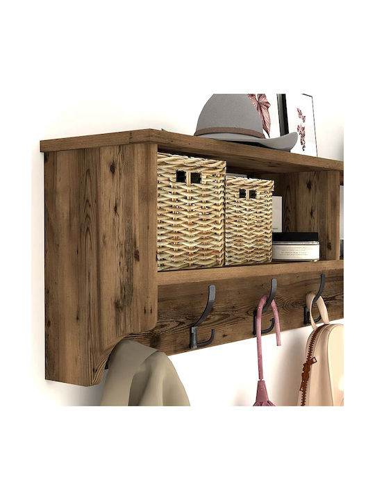 Megapap Wall Hanger Ottila Wooden 15 Hooks Brown 120x22x37cm