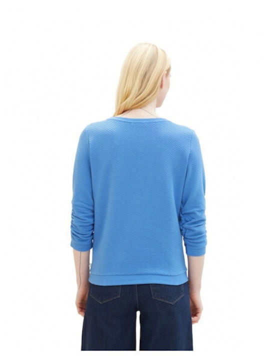 Tom Tailor Damen Sommer Bluse mit 3/4 Ärmel Hellblau