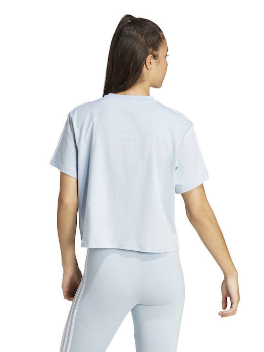 Adidas Women's Athletic Crop Top Short Sleeve Light Blue