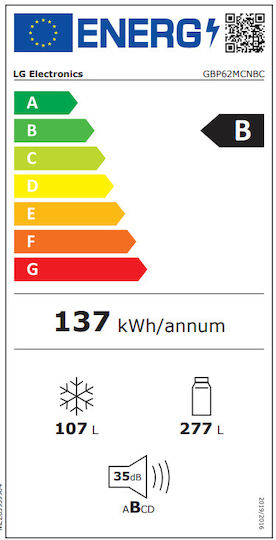 LG Kühl-Gefrierkombination 384Es Total NoFrost H203xB59.5xT67.5cm. Schwarz GBP62MCNBC