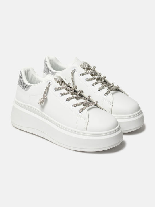 InShoes Διπλή Σόλα Flatforms Sneakers White / Silver