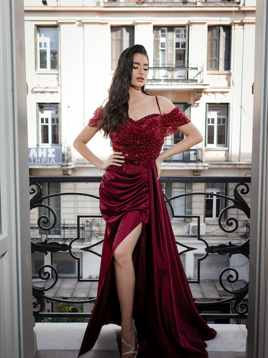 RichgirlBoudoir Maxi Evening Dress Satin Burgundy