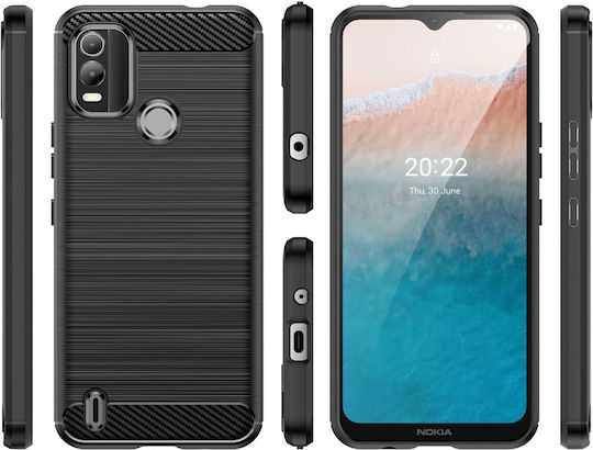 Nokia Задна корица Пластмаса / Силикон Черен (Realme C21)