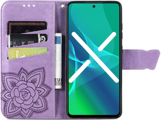 Infinix Buchen Sie Synthetisches Leder / Kunststoff / Silikon Lila (Infinix Note 30 Pro 4G, Schmetterling)