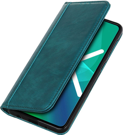 Honor Wallet Litchi Leather Piele / Silicon Verde (Honor Magic 5 Lite 5G)