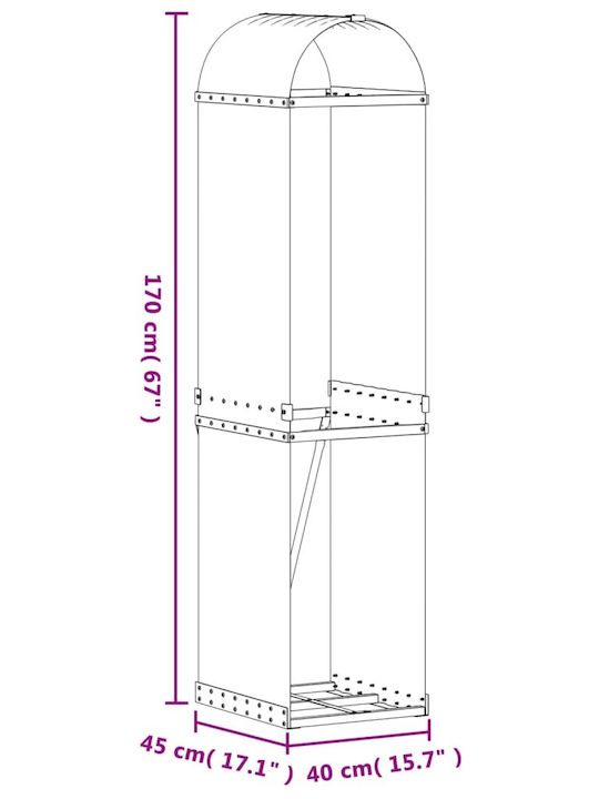 vidaXL Inox Regal Holzlagerung 40x45x170cm