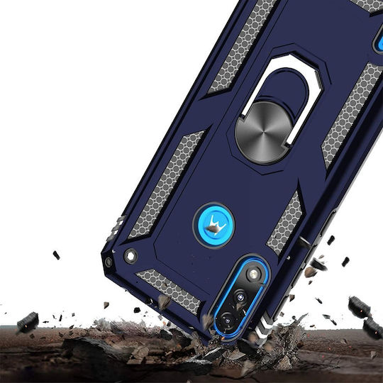 Erbord Umschlag Rückseite Metallisch Marineblau (Motorola Moto E7 Leistung / E7i Leistung)