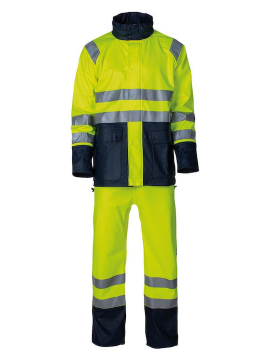 STOP Impermeabil Bărbătesc Costum de Lucru cu benzi reflectorizante Galben