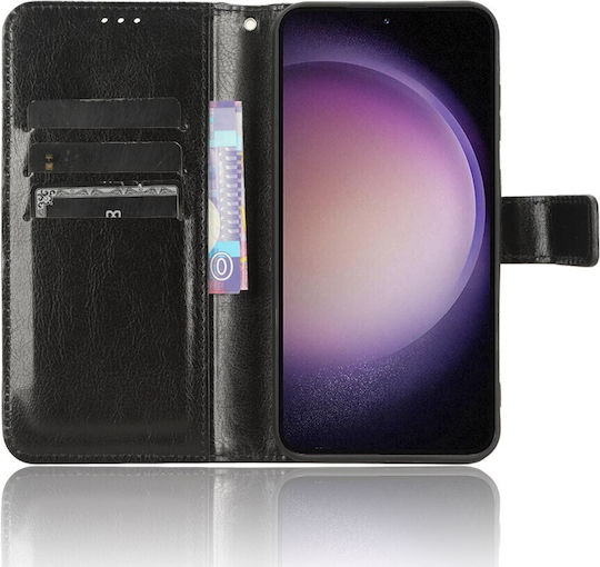 Crazy Horse Wallet Piele artificială / Plastic / Silicon Negru (Galaxy S23 FE)