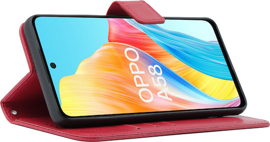Crazy Horse Wallet Δερματίνης / Πλαστικό / Σιλικόνης Κόκκινο (Oppo A58 4G)