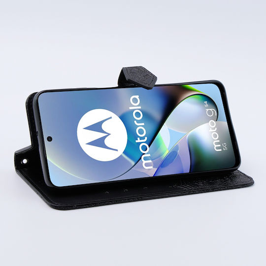 Motorola Buchen Sie Synthetisches Leder / Kunststoff / Silikon Schwarz (Motorola Moto G54 5G)