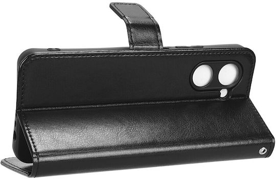 Crazy Horse Brieftasche Synthetisches Leder / Kunststoff / Silikon Schwarz (Realme C33)