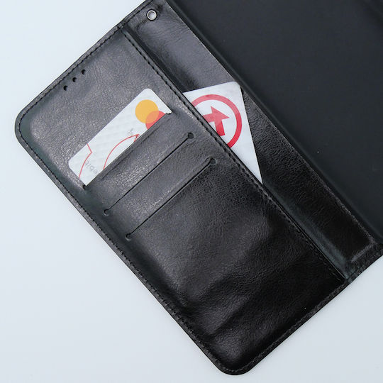 Crazy Horse Wallet Piele artificială / Plastic / Silicon Negru (Motorola Moto G54 5G)