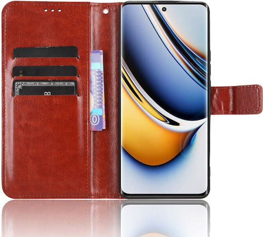 Crazy Horse Brieftasche Synthetisches Leder / Kunststoff / Silikon Braun (Realme 11 Pro / 11 Pro+)