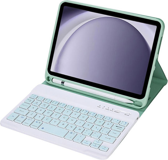 Klappdeckel mit Tastatur im Englisch US Grüe (Galaxy Tab A9 / Galaxy Tab A11)