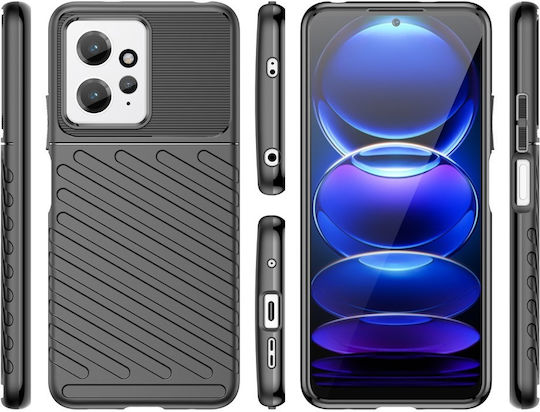 Thunder Umschlag Rückseite Silikon Schwarz (Redmi Note 12 4G)
