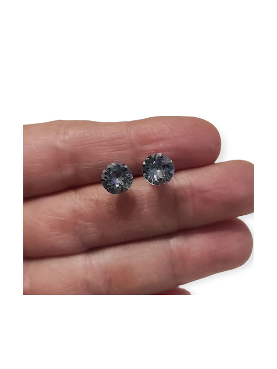 The Art of Beading Σκουλαρίκια Καρφωτά από Ατσάλι με Πέτρες Λιλά