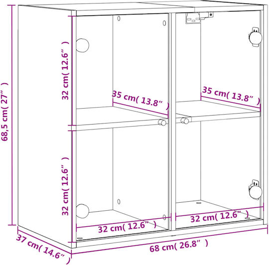 Hanging Living Room Cabinet Made of Oak Particle Board 68x37x68.5cm