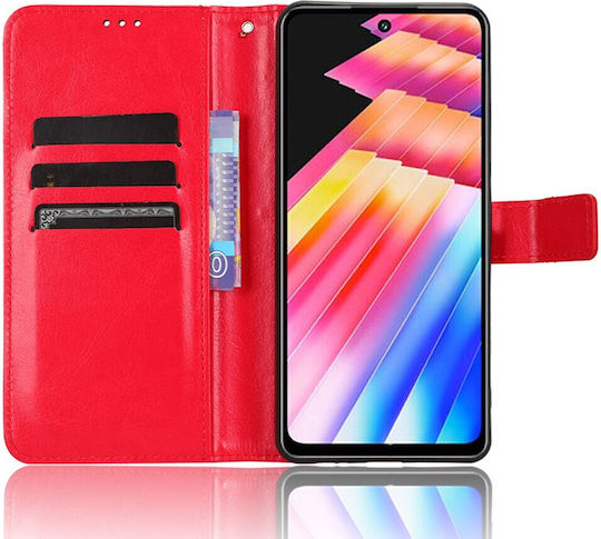 Crazy Horse Wallet Piele artificială / Plastic / Silicon Roșu (Infinix Hot 30I)