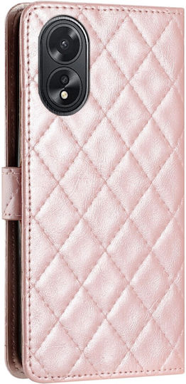 Binfen Diamond Lattice Wallet Δερματίνης Ροζ Χρυσό (Oppo A38 4G)