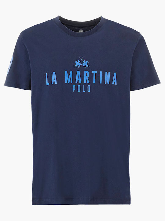 La Martina T-shirt Bărbătesc cu Mânecă Scurtă Albastru închis