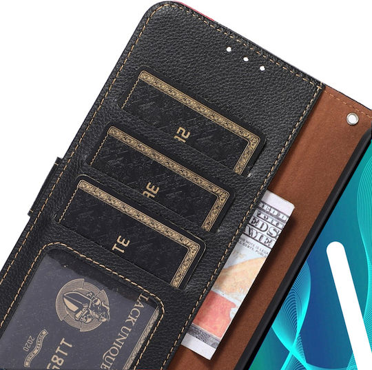Khazneh Buchen Sie Synthetisches Leder Schwarz (Xperia 10 IV)