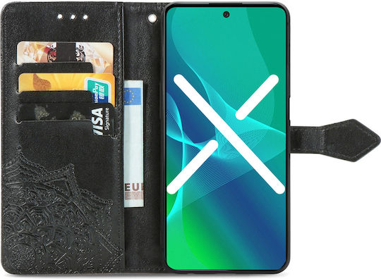 Книга Изкуствена кожа / Пластмаса / Силикон Черен (Moto G52)