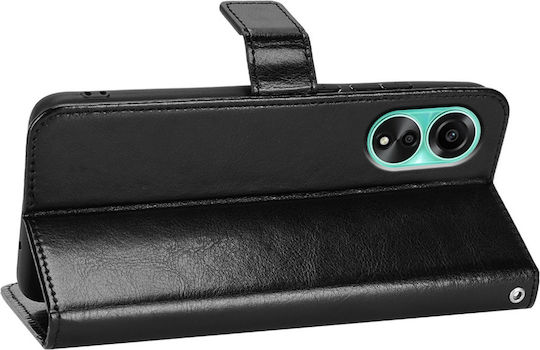 Crazy Horse Wallet Δερματίνης / Πλαστικό / Σιλικόνης Μαύρο (Oppo A98)