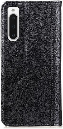 Wallet Piele / Silicon Negru (Xperia 10 V)
