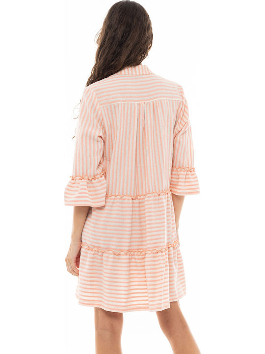 Pink Label Damen Mini Kaftan Strand Orange
