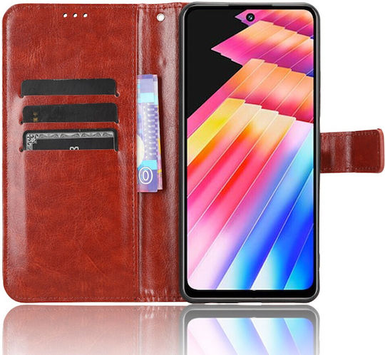 Crazy Horse Wallet Piele artificială / Plastic / Silicon Maro (Infinix Hot 30I)