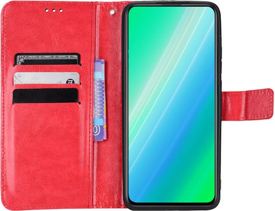 Crazy Horse Brieftasche Synthetisches Leder / Kunststoff / Silikon Rot (Motorola Edge 40)