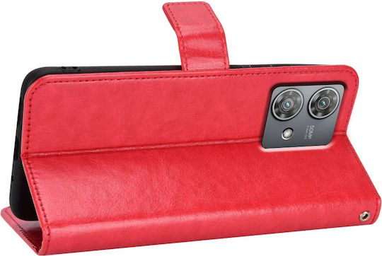 Crazy Horse Brieftasche Synthetisches Leder / Kunststoff / Silikon Rot (Motorola Edge 40)