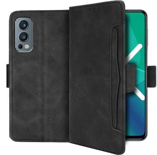 Книга Изкуствена кожа / Пластмаса / Силикон Черен (OnePlus Nord 2)