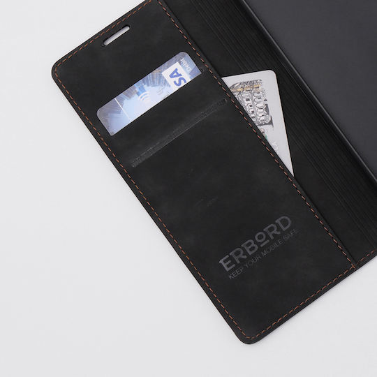 Erbord Wallet Δερματίνης / Πλαστικό / Σιλικόνης Μαύρο (Oppo A78 4G)