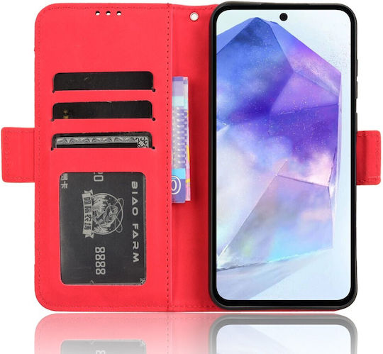 Samsung Buchen Sie Synthetisches Leder / Kunststoff / Silikon Rot (Samsung Galaxy A55 5G)