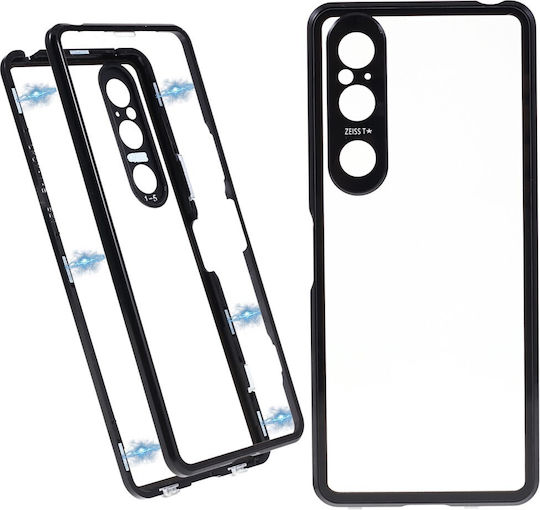 Back Cover Tempered Glass / Plastic Magnetic Negru (Xperia 1 V)