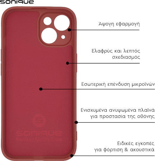 Sonique Umschlag Rückseite Silikon / Stoff Burgundisch (Redmi Note 13 5G -> Redmi Note 13 5G)