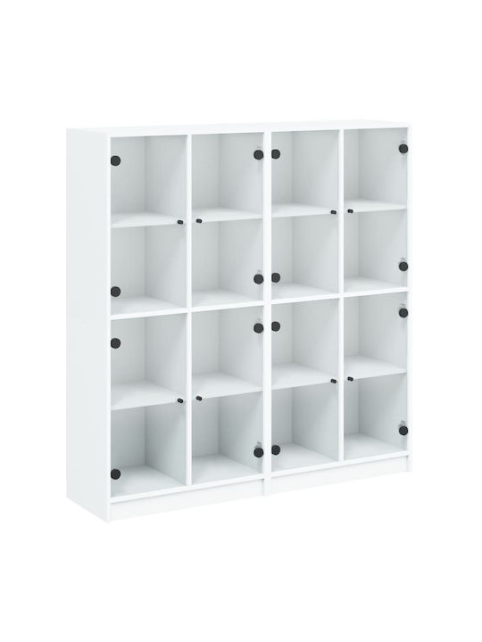 Floor-standing Living Room Display Cabinet made of Particleboard with Glass White 136x37x142cm