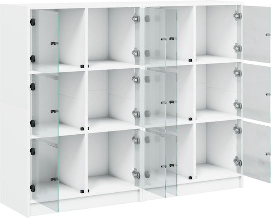 Wohnzimmer-Bodenvitrine aus Spanplatte Weiß Verglast 136x37x109cm