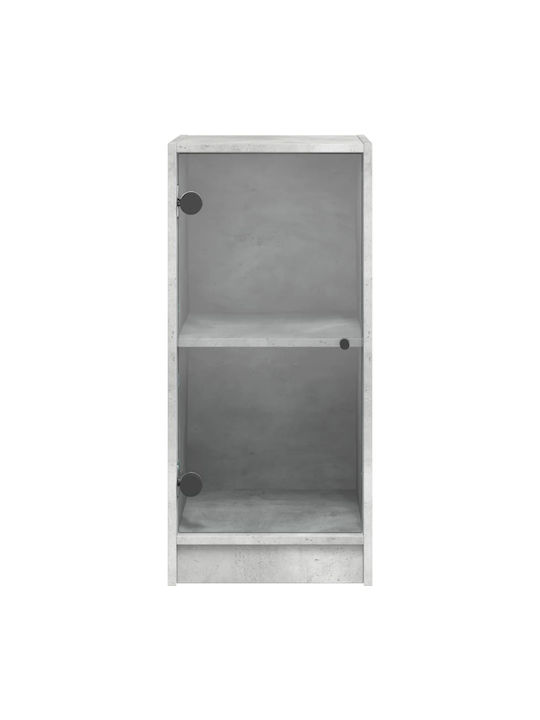 Floor-standing Living Room Display Cabinet made of Particleboard with Glass Grey 35x37x75.5cm