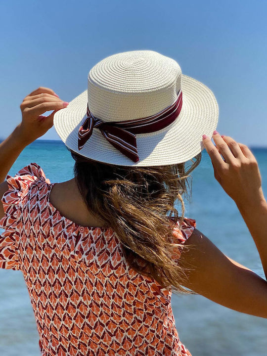 Achilleas Accessories Wicker Women's Hat White