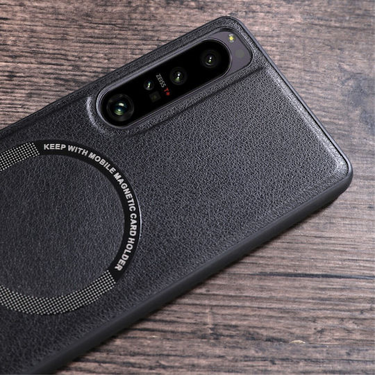 Umschlag Rückseite Leder / Synthetisches Leder / Silikon Schwarz (Xperia 1 V)