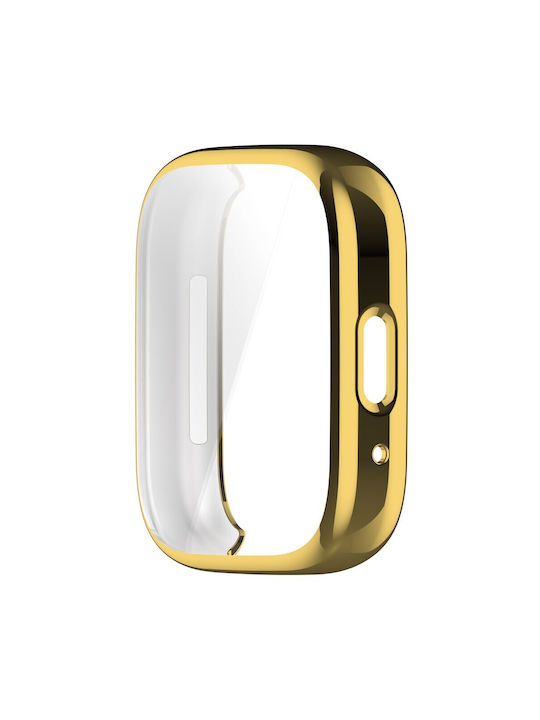 Пластмасов Калъф със Стъкло в Златист цвят за Redmi Watch 3 Active - Часовник Redmi Watch 3 Active